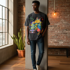 Graffiti DJ Art Graphic Unisex Snow Washed Oversized Cotton T-Shirt