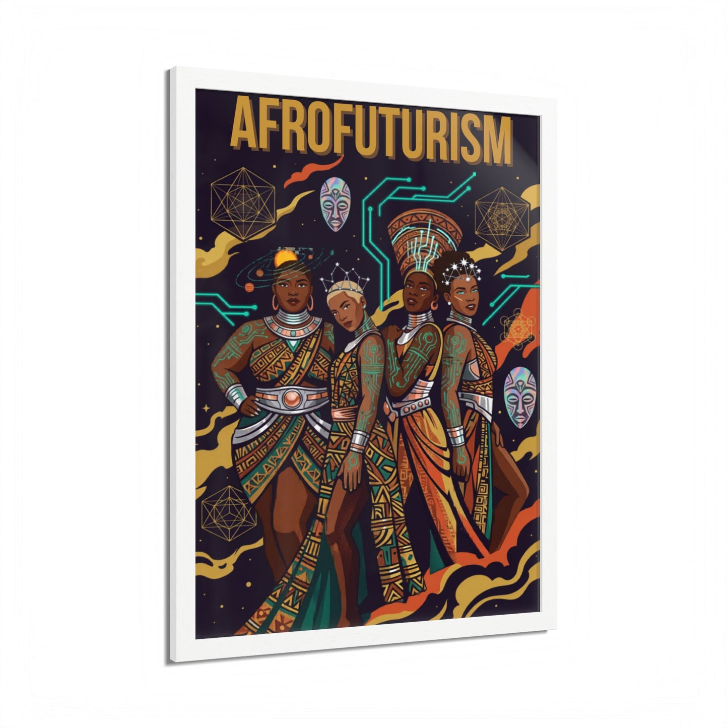 Afrofuturism Framed Poster — Vibrant Afrocentric Sci‑Fi Art Print