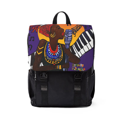 Afro Singer, Music-Inspired Unisex Shoulder Backpack - Stylish & Functional