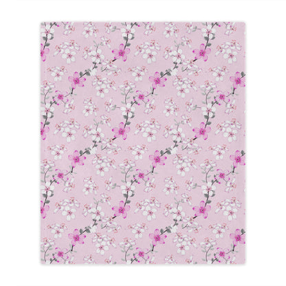 Floral Pink Cherry Blossom Minky Blanket
