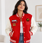 Football Fan Graphic Unisex Two-Tone Fleeced Varsity Jacket