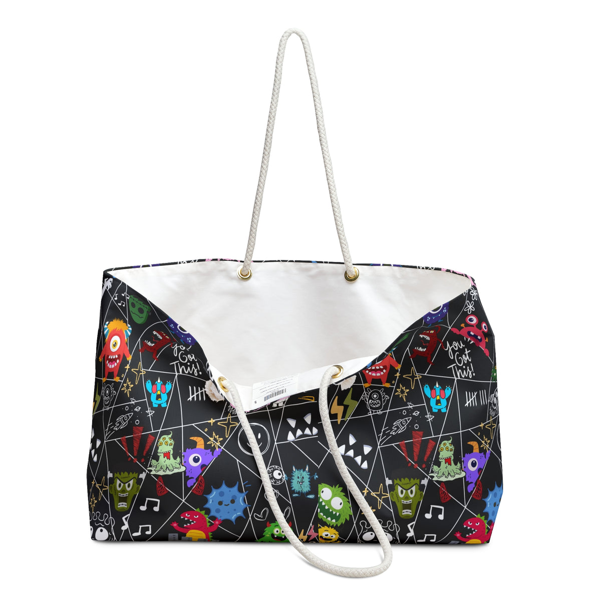 Fun & Colorful Weekender Bag with Playful Monster Design, Travel Bag, Halloween Accessory Printify