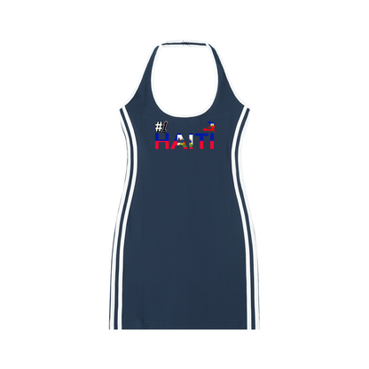 Haiti Flag Art Women's Binding Tight Halter Dress