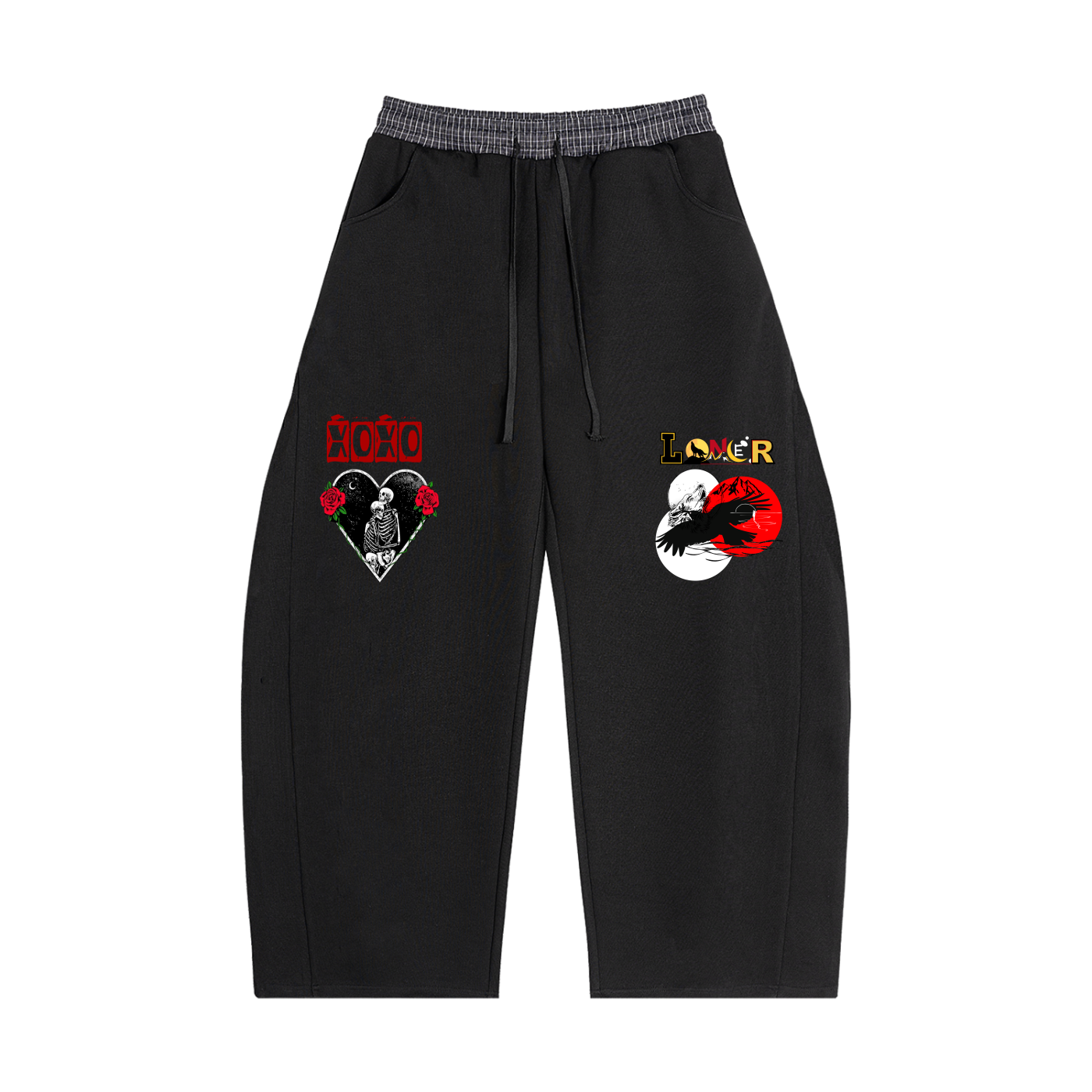 Plaid Waistband Barrel Sweatpants