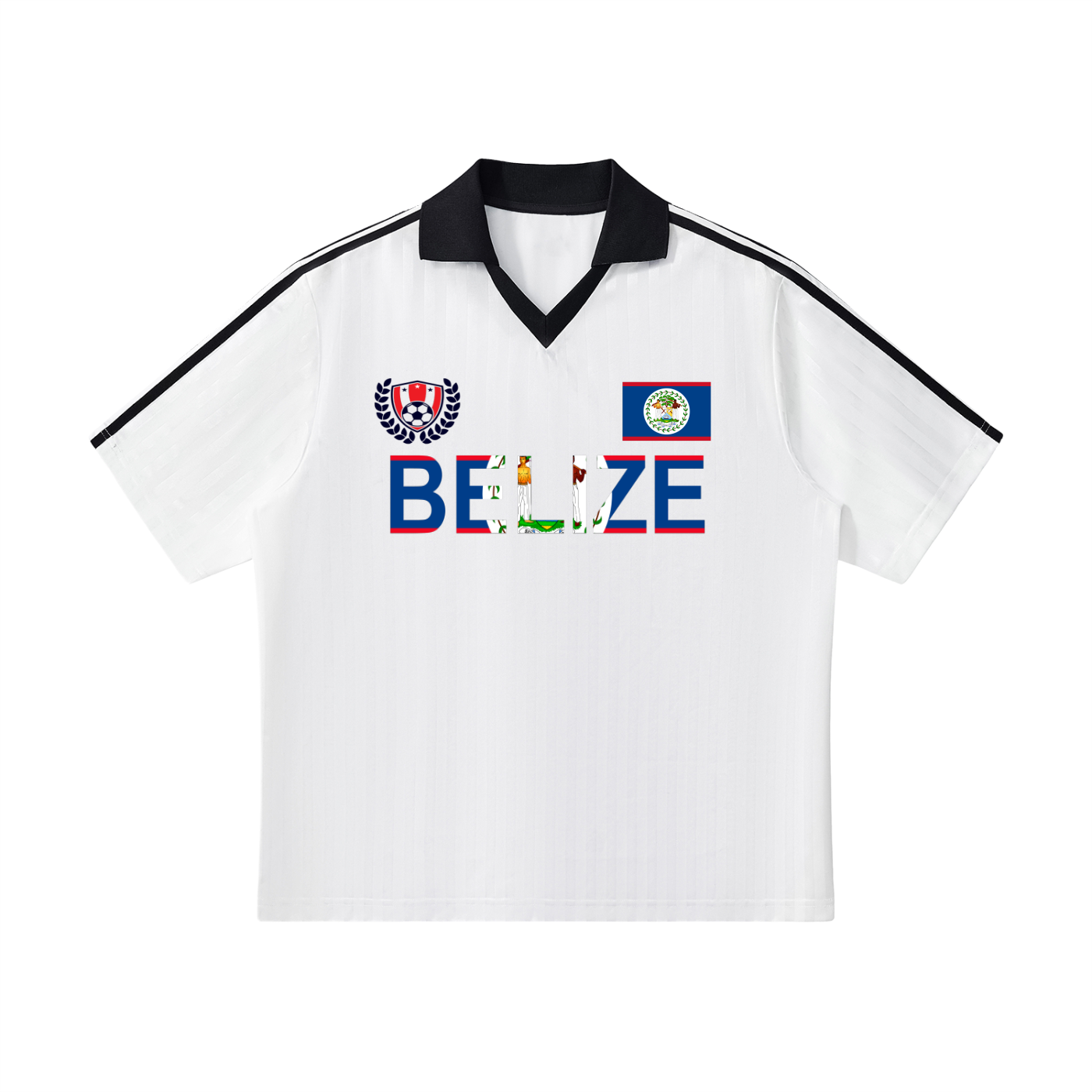 Belize-Inspired Unisex Contrast Collar Striped Soccer Jersey