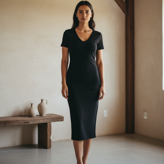 Women's V-Neck Short Sleeve Long Maxi Dress
