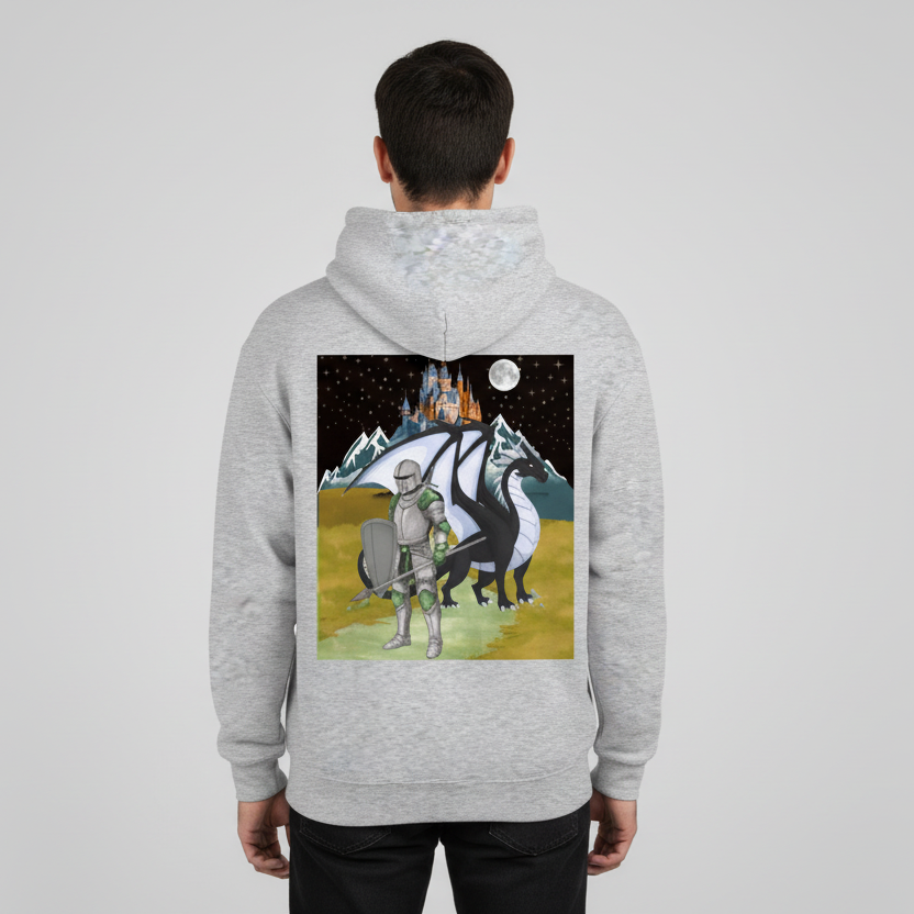 Unisex Medieval Themed Oversize Fleeced Hoodie, Knights and Dragon Fans