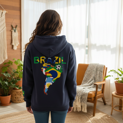 Brazil Flag Themed Graphic Unisex  Oversize Fleeced Hoodie