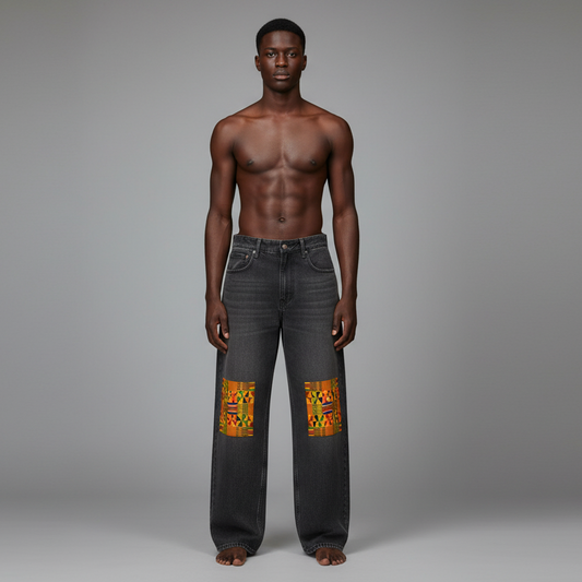 jeans,kente cloth