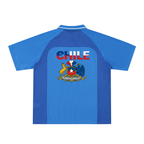 Chile Flag Themed Graphic Striped V-Neck Soccer Jersey ODMPOD