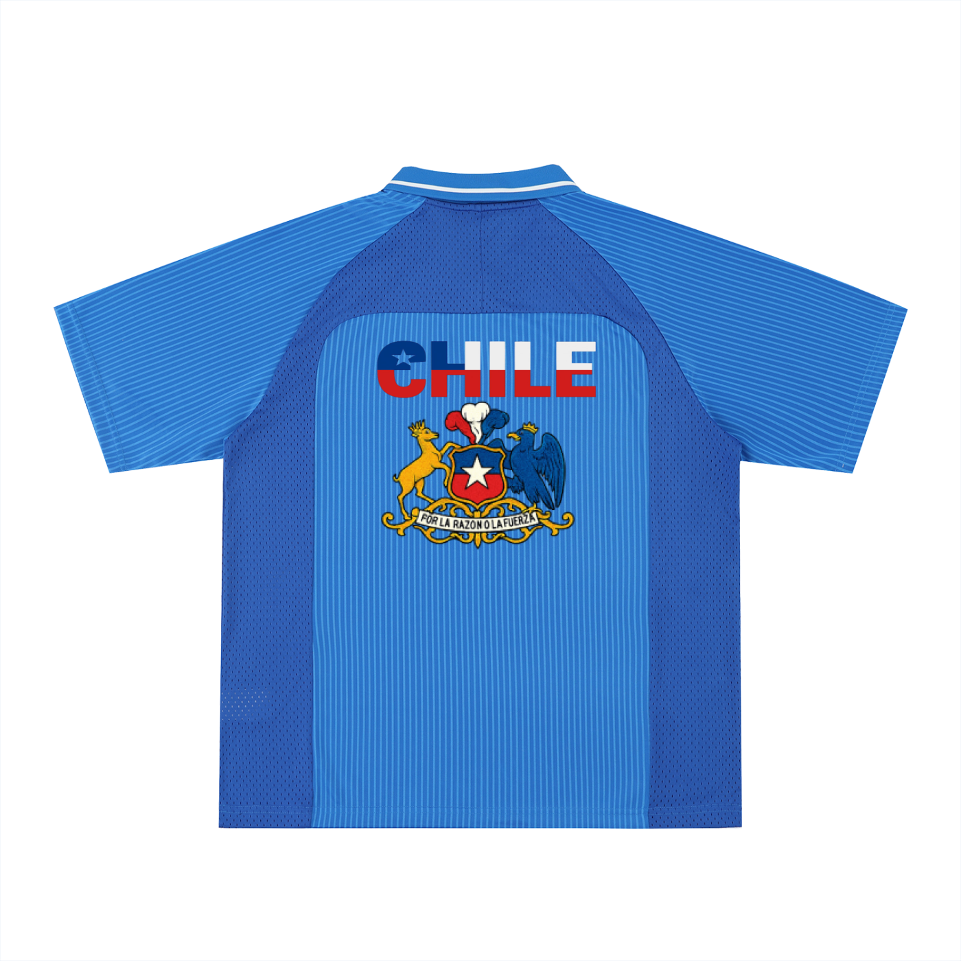 Chile Flag Themed Graphic Striped V-Neck Soccer Jersey