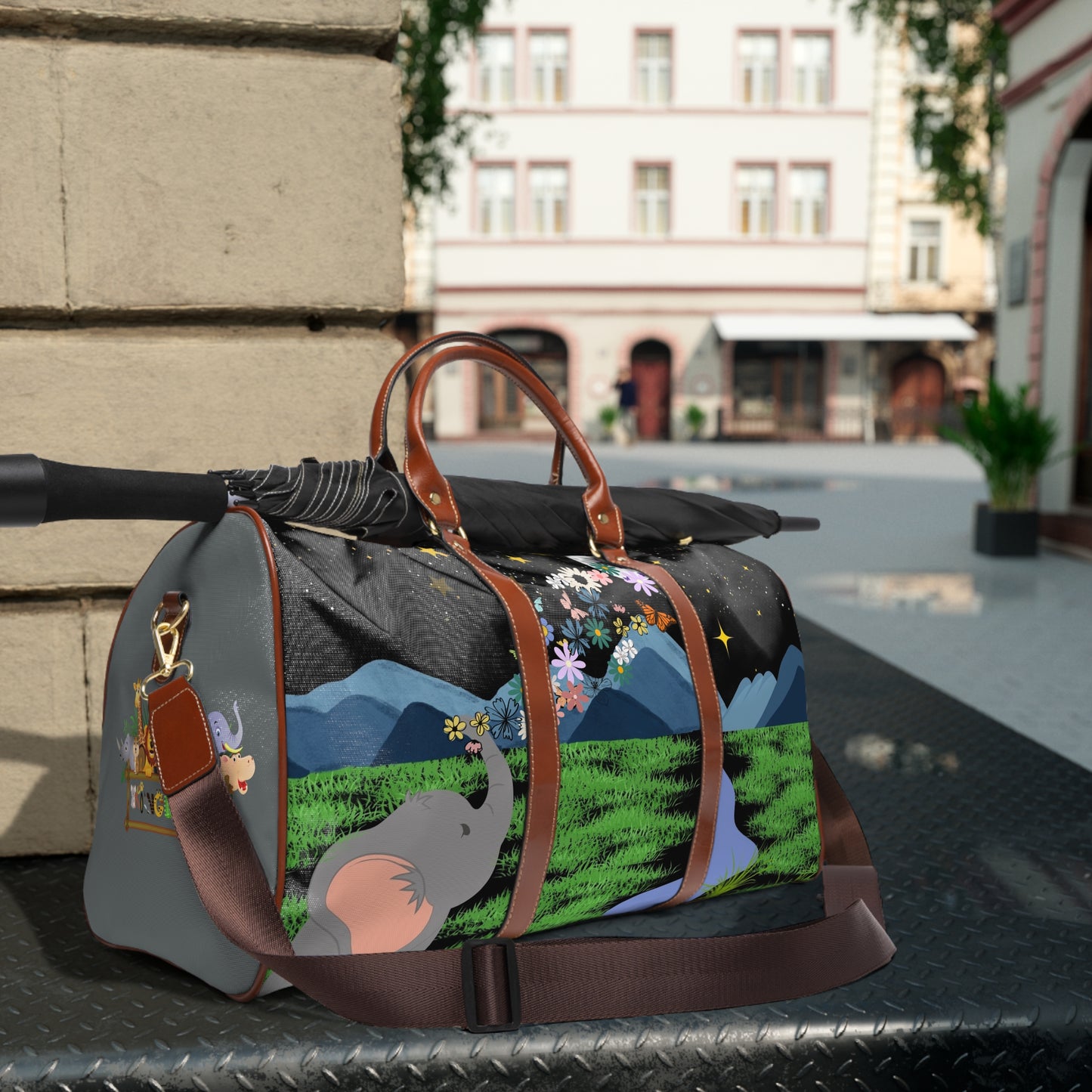 Elephant Adventure Waterproof Travel Bag - Nature-Inspired Design for Eco-Friendly Travelers