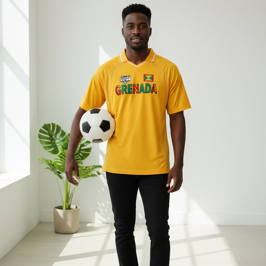 Grenada Flag Themed Graphic  V-Neck Soccer Jersey