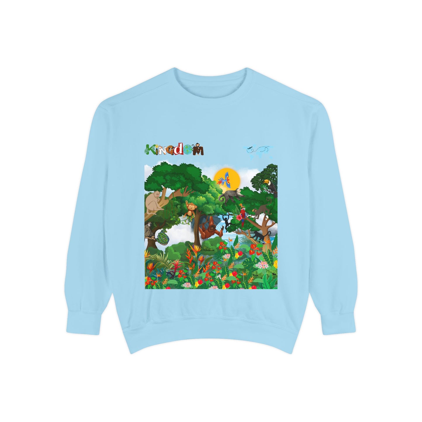 Jungle Theme Unisex Garment-Dyed Sweatshirt, Wild Animals Graphic, Safari Lover Gift