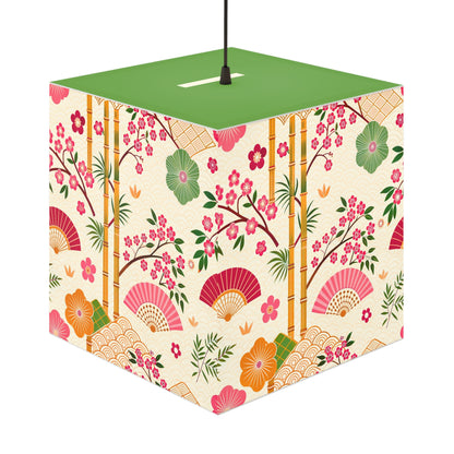 Japanese Floral Cube Lamp — Sakura Fans & Bamboo Light Cube