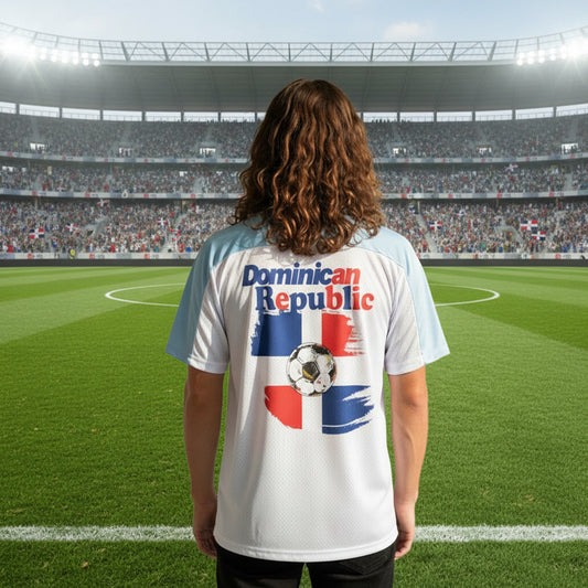 Dominican Republic Oversized Mesh V-Neck Soccer Jersey