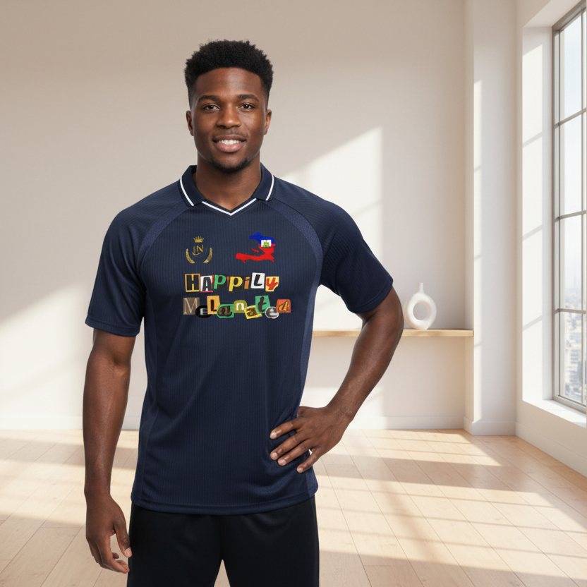 Haiti Flag Themed Graphic Striped V-Neck Soccer Unisex Jersey