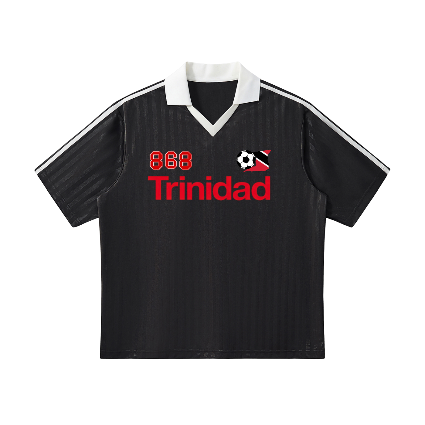 Trinidad Flag Themed Graphic Contrast Collar Striped Unisex Soccer Jersey