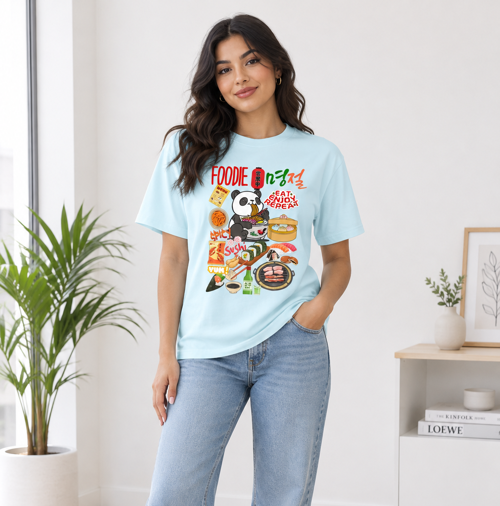 Asian Foodie Enthusiast Graphic Unisex Oversized T-Shirt