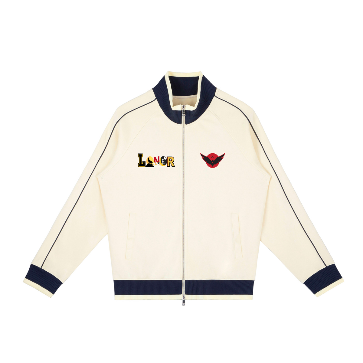 Gothic Wolf Art, Color Block Raglan Sleeve Zip Track Unisex Jacket