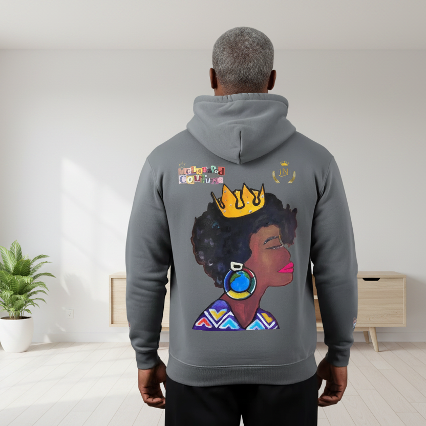 Crowned Black Woman Art Graphic Unisex Oversize Fleeced Hoodie