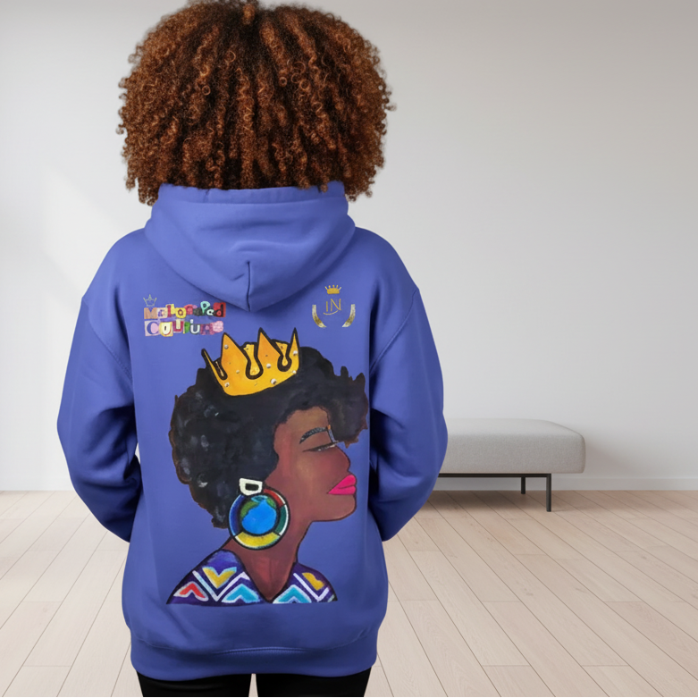 Crowned Black Woman Art Graphic Unisex Oversize Fleeced Hoodie