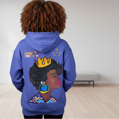 Crowned Black Woman Art Graphic Unisex Oversize Fleeced Hoodie