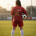 Chile Flag Themed Graphic Mesh V-Neck Soccer Jersey ODMPOD
