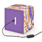 Japanese Wave & Crane Light Cube Lamp — Floral Origami Pattern Ambient Pendant Printify