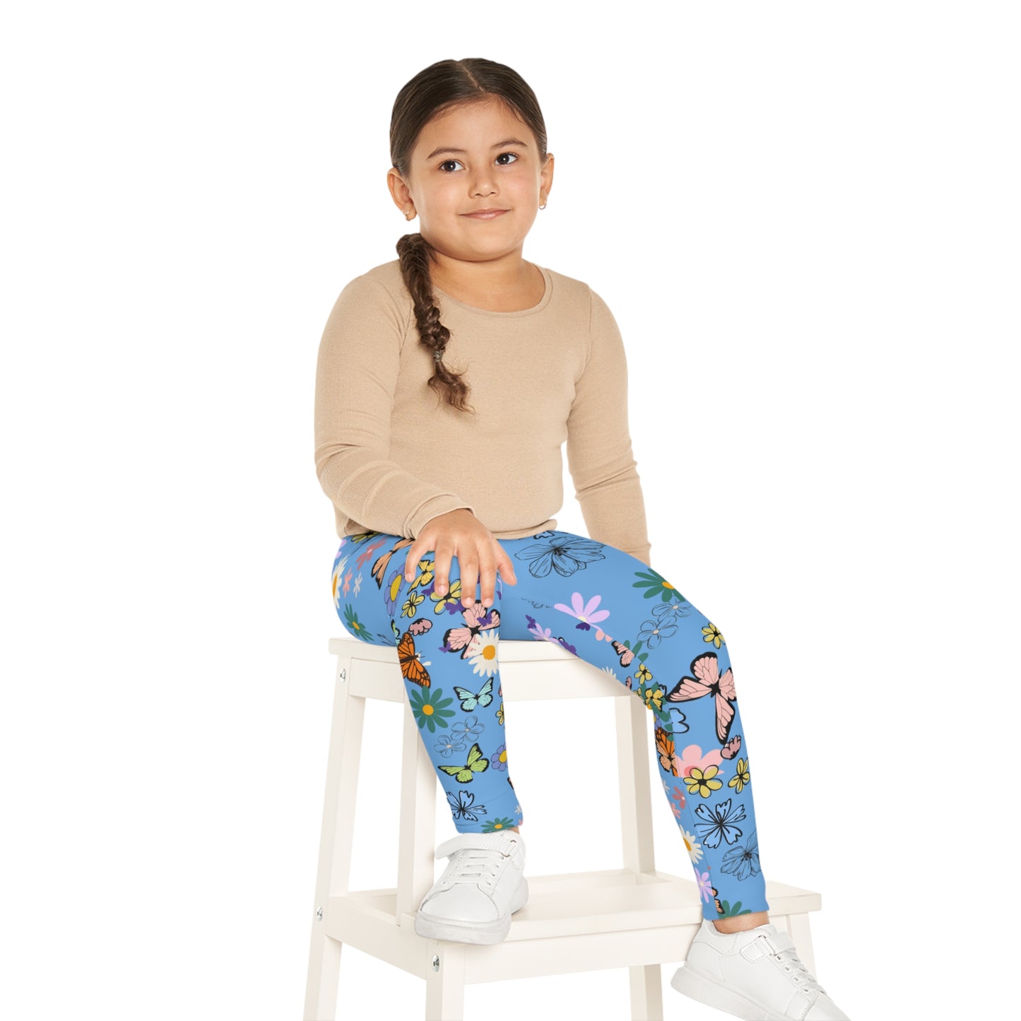 Colorful Floral Kids Leggings - Playful Butterfly & Flower Design