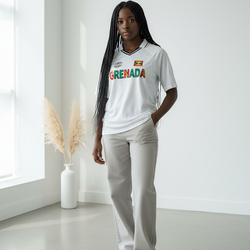 Grenada Flag Themed Graphic  V-Neck Soccer Jersey