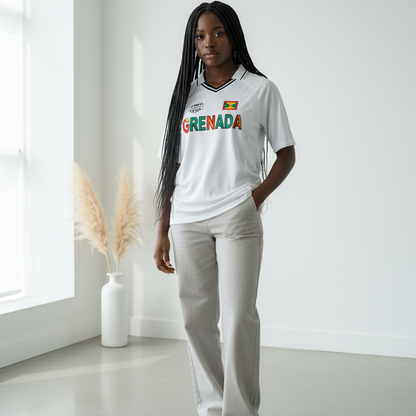 Grenada Flag Themed Graphic  V-Neck Soccer Jersey
