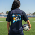Unisex V-Neck Soccer Jersey featuring Graphic Argentina-inspired Flag Art