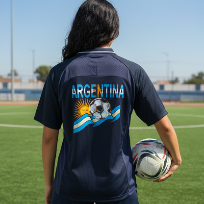 Argentina Flag Themed Graphic V-Neck Soccer Jersey