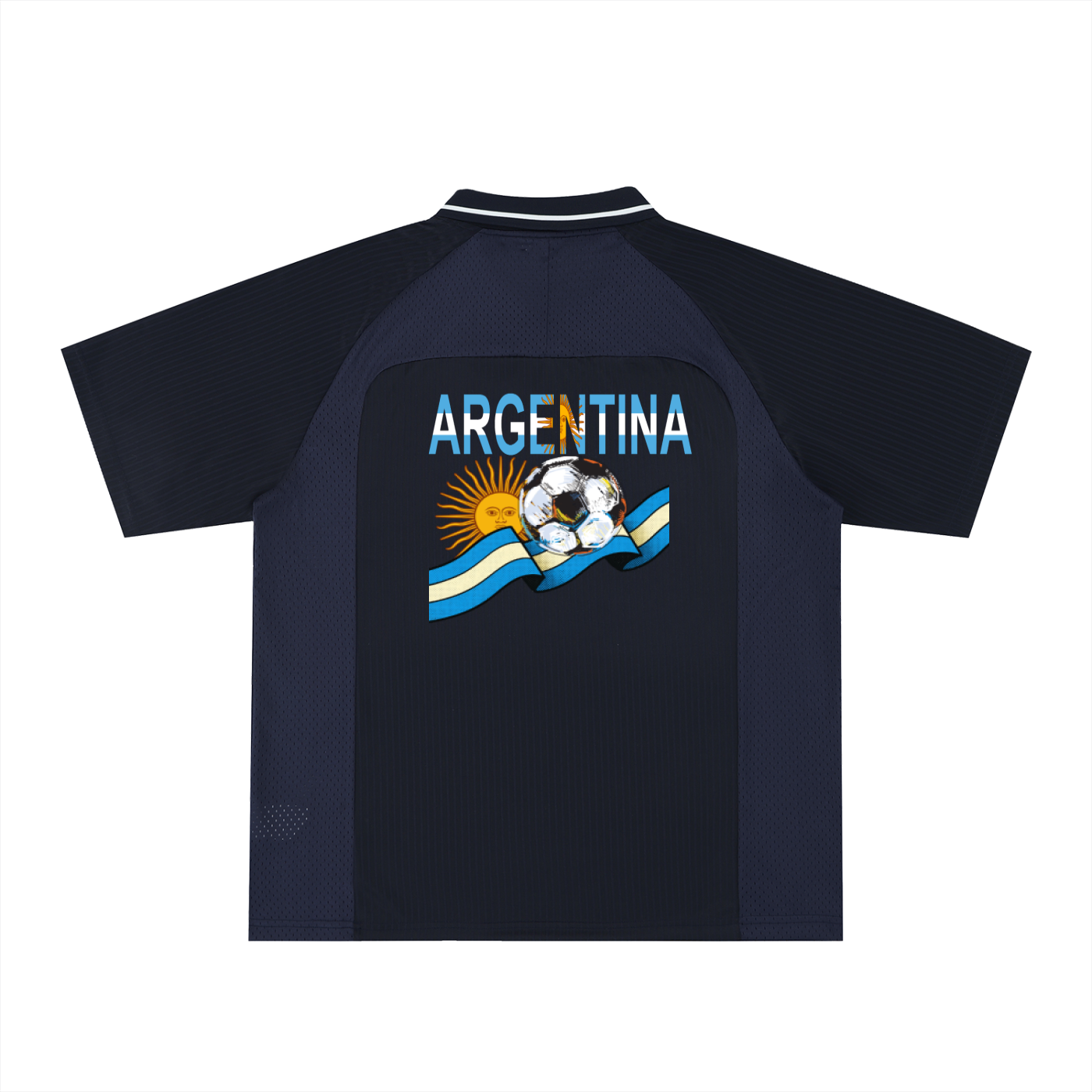 Argentina Flag Themed Graphic V-Neck Soccer Jersey