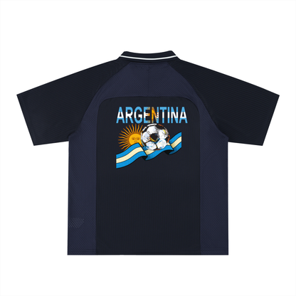 Argentina Flag Themed Graphic V-Neck Soccer Jersey