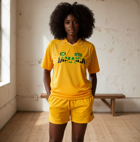 Jamaican Pride Themed Graphic V-Neck Unisex Soccer Jersey
