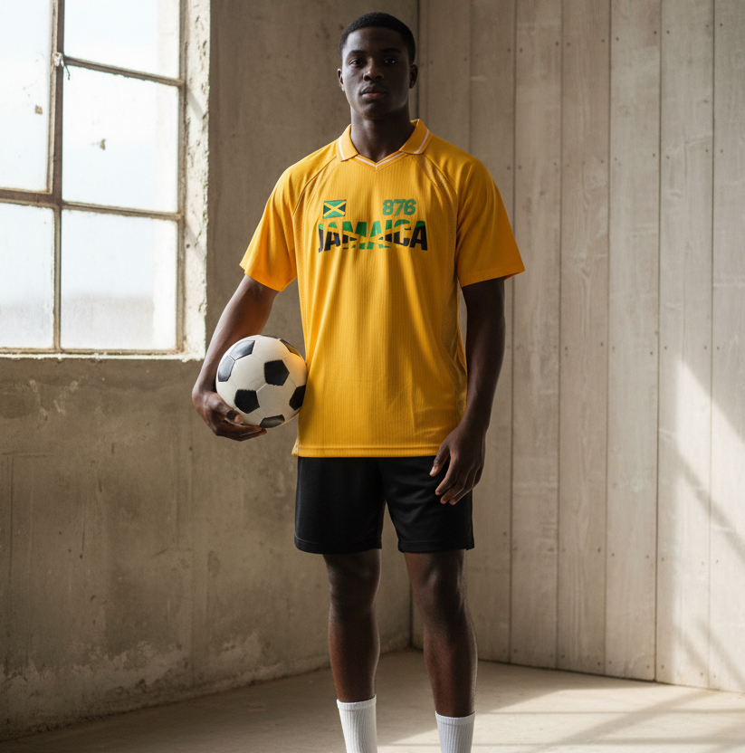 Jamaican Pride Themed Graphic V-Neck Unisex Soccer Jersey