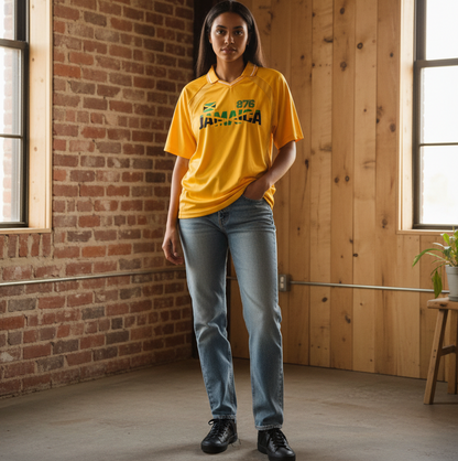 Jamaican Pride Themed Graphic V-Neck Unisex Soccer Jersey
