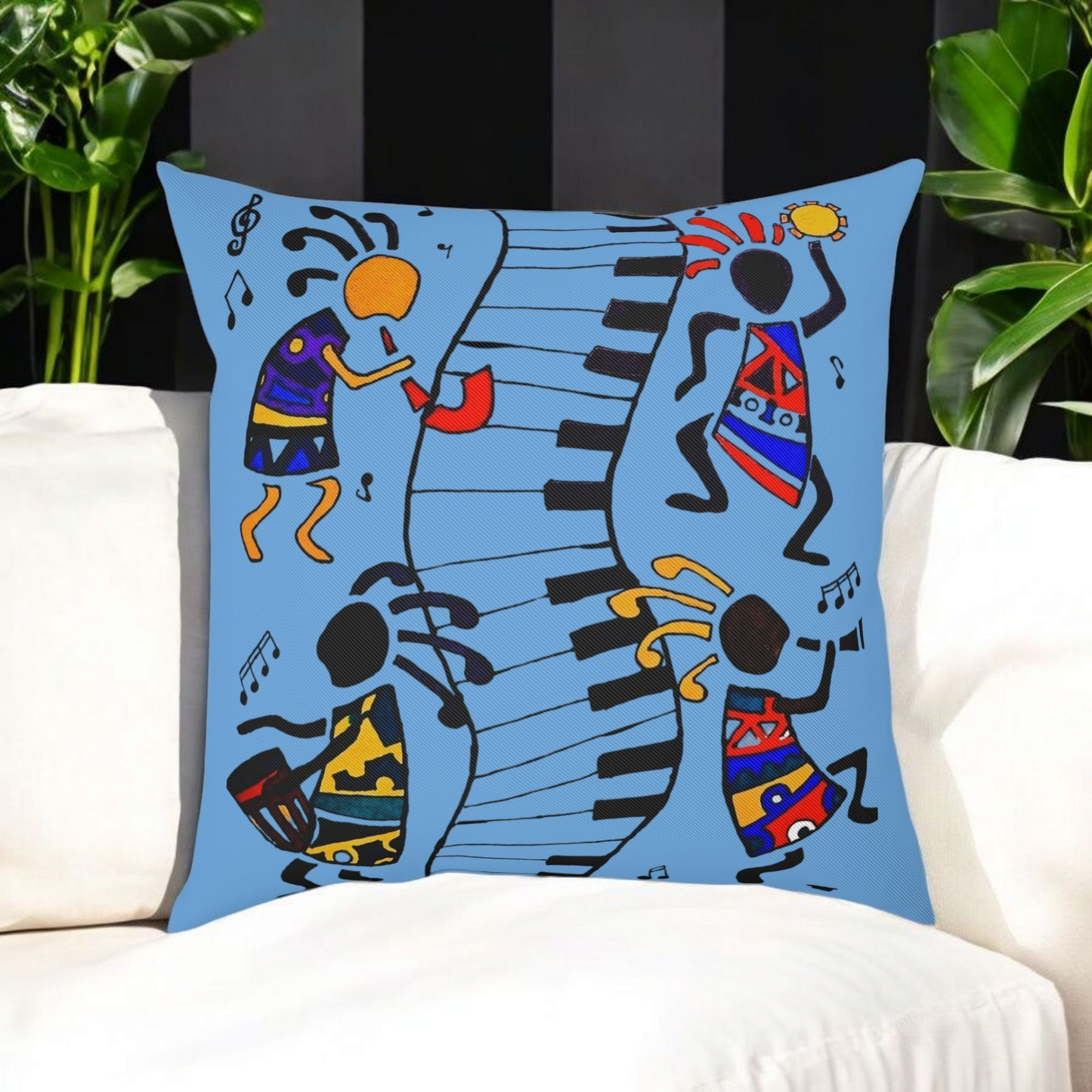 Musical Vibrations Cushion - Colorful Art for Home Decor