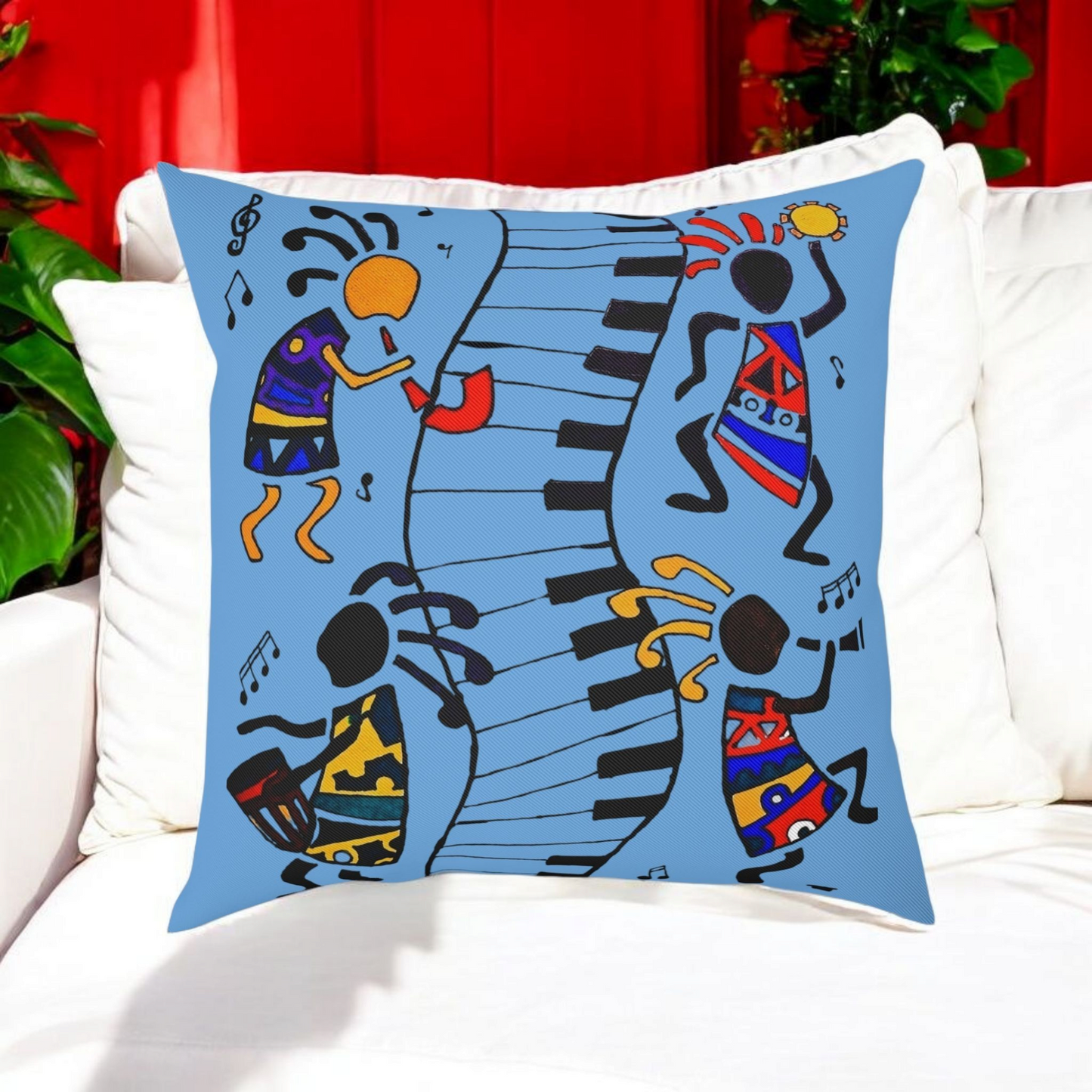 Musical Vibrations Cushion - Colorful Art for Home Decor
