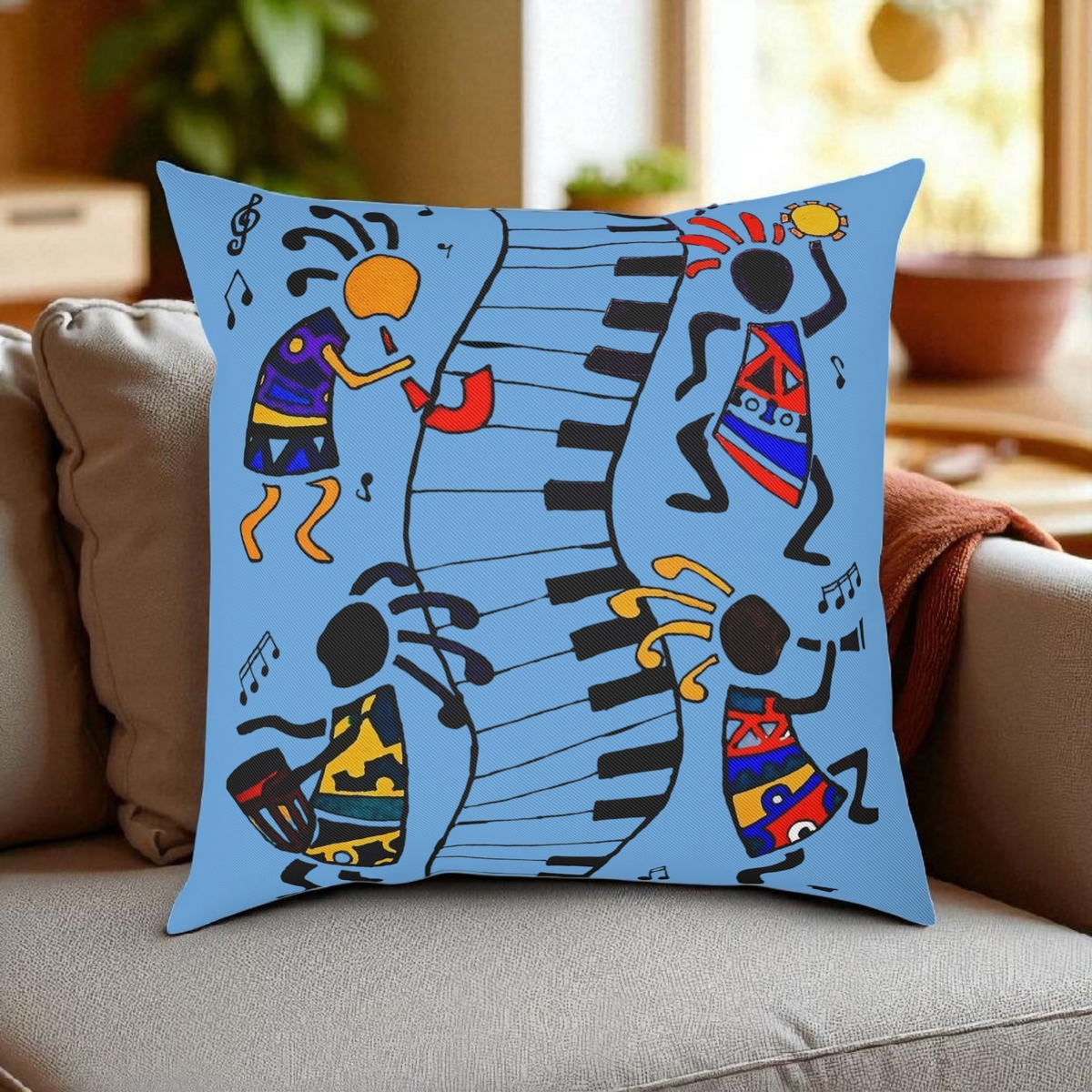 Musical Vibrations Cushion - Colorful Art for Home Decor Printify