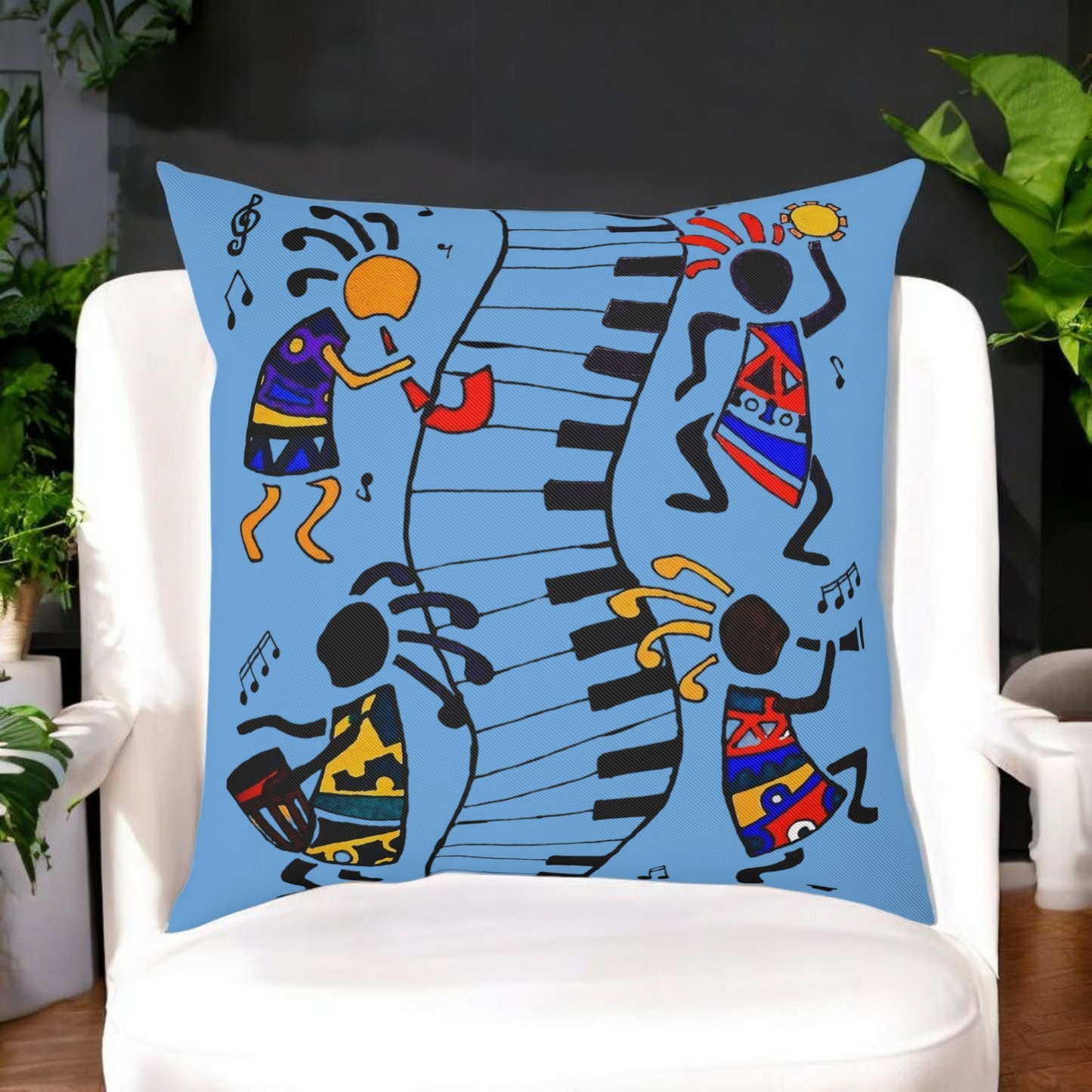 Musical Vibrations Cushion - Colorful Art for Home Decor