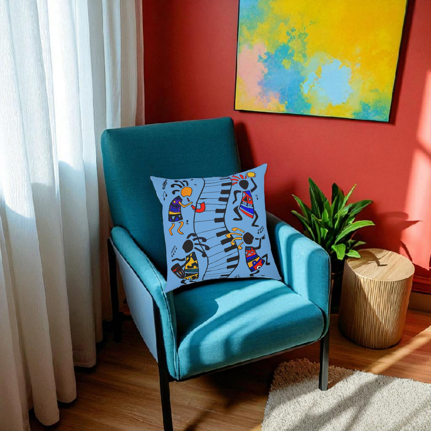 Musical Vibrations Cushion - Colorful Art for Home Decor