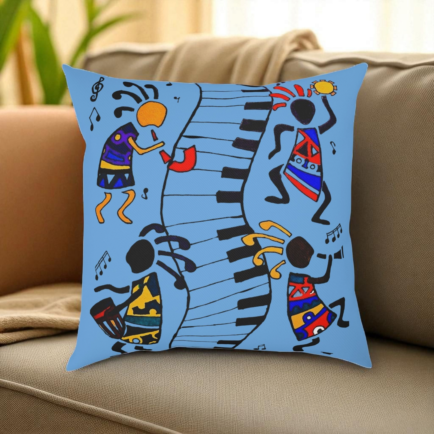 Musical Vibrations Cushion - Colorful Art for Home Decor