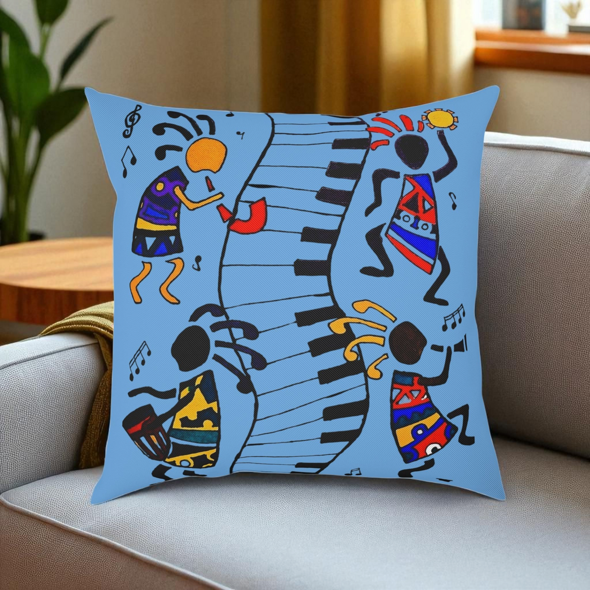 Musical Vibrations Cushion - Colorful Art for Home Decor Printify