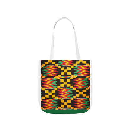 Kente Pattern Canvas Tote Bag — Vibrant African Print Market Tote