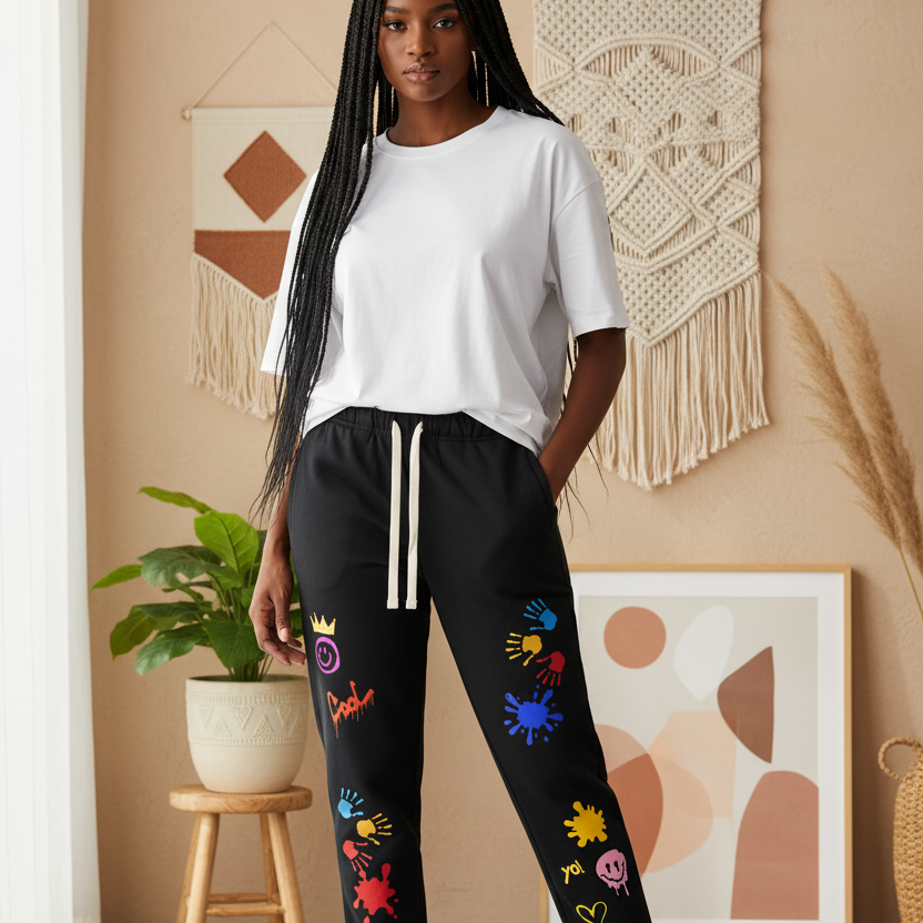 Colorful Graphic Unisex Essential Heavyweight Cotton Sweatpants