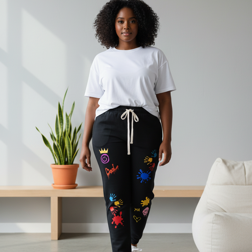 Colorful Graphic Unisex Essential Heavyweight Cotton Sweatpants