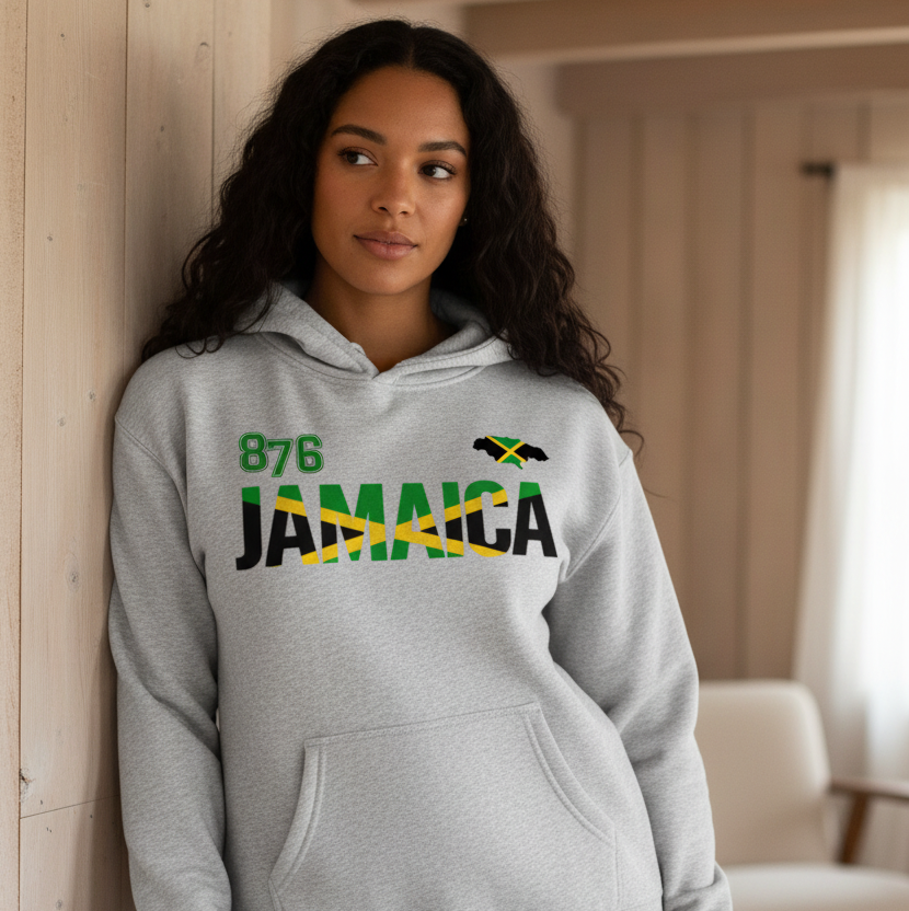 Jamaican Pride and Flag Themed Graphic Fleeced Unisex Hoodie